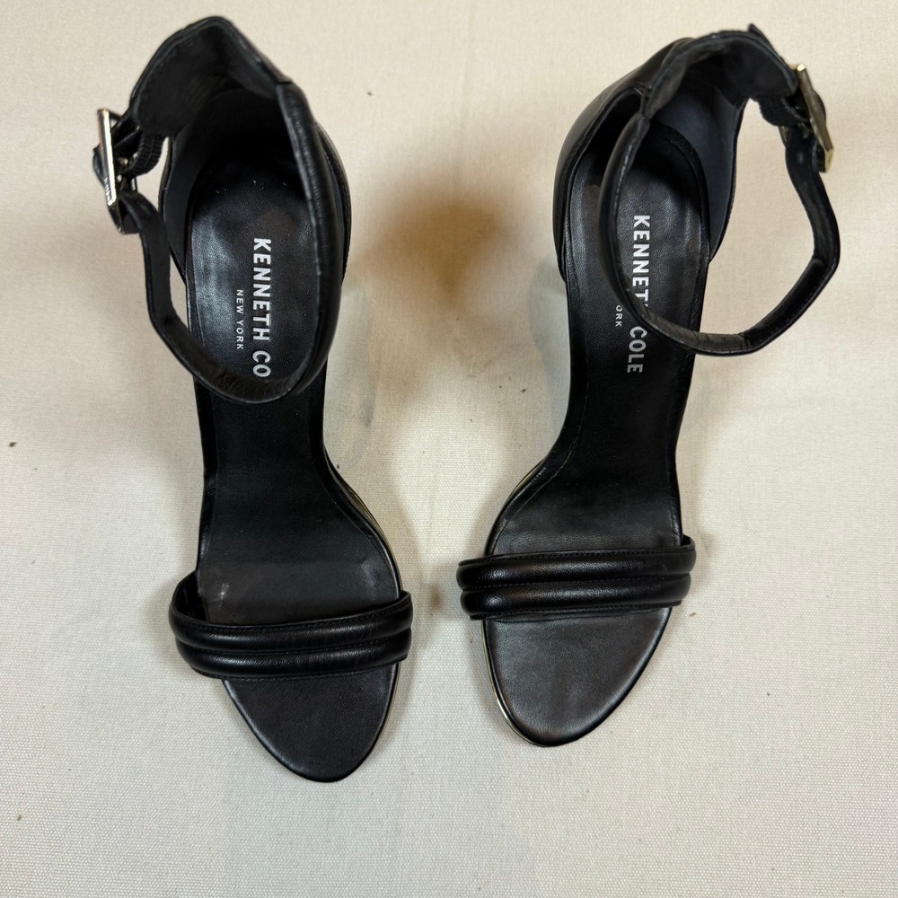 Kenneth Cole Women's New York Black Leather Ankle Strap Stiletto Heels - Size 7M - Picture 2 of 9
